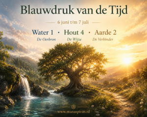 Blauwdruk van de Tijd Water 1 Hout 4 Aarde 2 – maandinvloed volgens Nine Star Ki en de Vijf Elementen met thema's intuïtie, groei, verbinding en samenwerking
